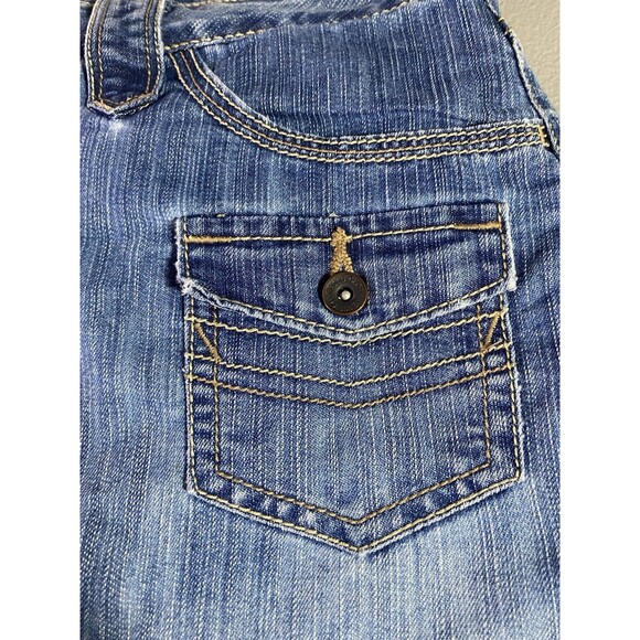 Vintage FADED GLORY Skort Denim Jean Med Wash Button Pockets 80s Womens 10 Blue - Picture 7 of 9